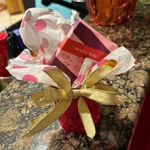 Mary Kay Vinyl Shine Liquid Lip Set in hot pink crystal container